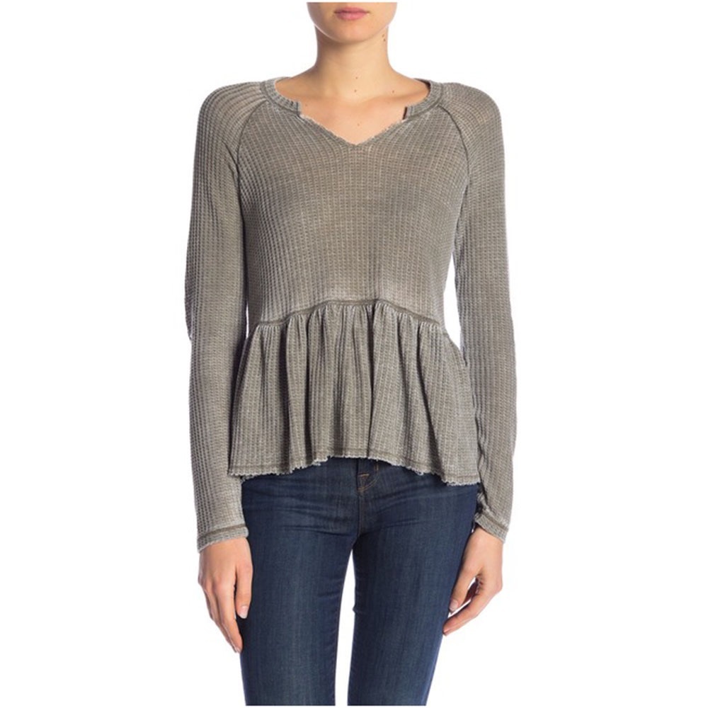 NWT William Rast Peplum Waffle Split Neck …